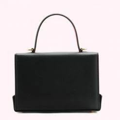 Lulu Guinness BLACK MEDIUM LIP TURNLOCK QUEENIE HANDBAG BAGS