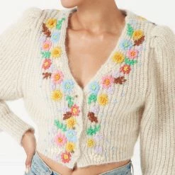 Lulu Guinness OYSTER CELIA B REDWOOD KNITTED CARDIGAN 6 Lulu Guinness OYSTER CELIA B REDWOOD KNITTED CARDIGAN