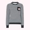 Lulu Guinness Clothing & Shoes BLACK MULTI STRIPE BLOSSOM POCKET SAMI SWEATSHIRT