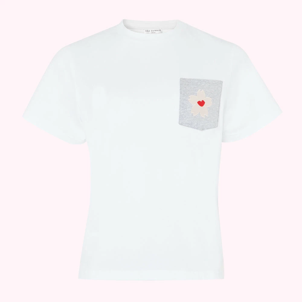Lulu Guinness CHALK BLOSSOM POCKET MACIE T-SHIRT 3 Lulu Guinness CHALK BLOSSOM POCKET MACIE T-SHIRT