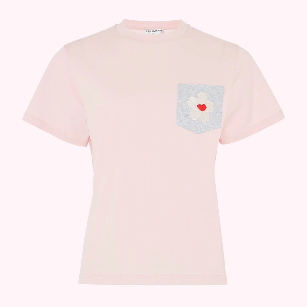 Lulu Guinness BLUSH BLOSSOM POCKET MACIE T-SHIRT Pink, Forever 3 Lulu Guinness BLUSH BLOSSOM POCKET MACIE T-SHIRT Pink, Forever