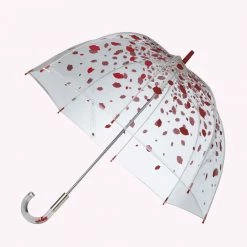 Lulu Guinness Statement Red RAINING LIPS BIRDCAGE UMBRELLA