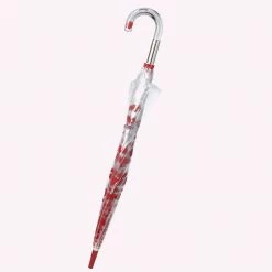 Lulu Guinness Statement Red RAINING LIPS BIRDCAGE UMBRELLA