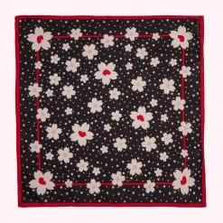 Lulu Guinness BLACK CHERRY BLOSSOM SILK TWILL SCARF