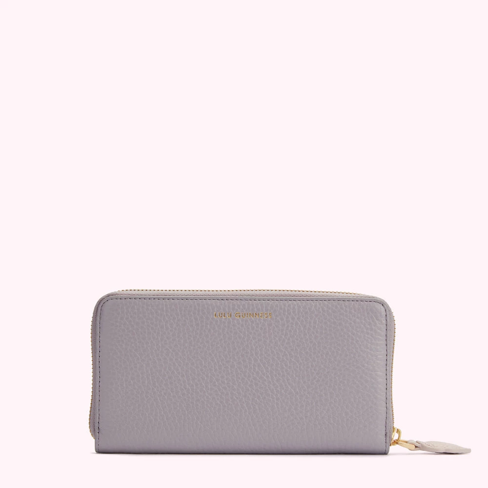 Lulu Guinness LAVENDER GREY CUPIDS BOW CONTINENTAL WALLET ACCESSORIES 5 Lulu Guinness LAVENDER GREY CUPIDS BOW CONTINENTAL WALLET ACCESSORIES
