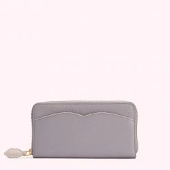 Lulu Guinness LAVENDER GREY CUPIDS BOW CONTINENTAL WALLET ACCESSORIES