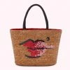 Lulu Guinness NATURAL STRAW BEAUTY SPOT SUZY TOTE BAG BAGS