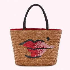 Lulu Guinness NATURAL STRAW BEAUTY SPOT SUZY TOTE BAG BAGS