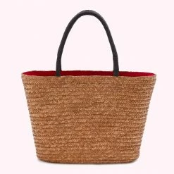 Lulu Guinness NATURAL STRAW BEAUTY SPOT SUZY TOTE BAG BAGS