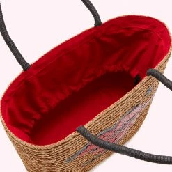 Lulu Guinness NATURAL STRAW BEAUTY SPOT SUZY TOTE BAG BAGS