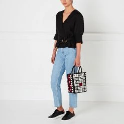 Lulu Guinness BLACK BINGO BIBI TOTE BAGS