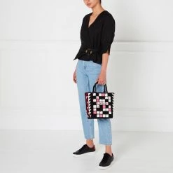 Lulu Guinness BAGS BLACK CROSSWORD BIBI TOTE