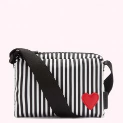 Lulu Guinness HEART AND STRIPES BESSIE NYLON CROSS BODY BAG