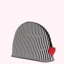 Lulu Guinness HEART AND STRIPES NYLON CRESCENT POUCH