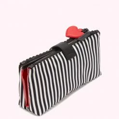 Lulu Guinness TRAVEL HEART AND STRIPES NYLON MAKE UP BAG