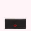 Lulu Guinness BLACK ENAMEL LIP CORA WALLET Timeless Black