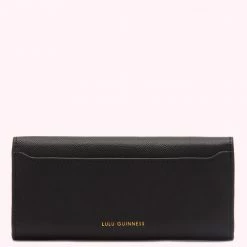 Lulu Guinness BLACK ENAMEL LIP CORA WALLET Timeless Black