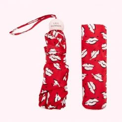 Lulu Guinness RED AND PINK BEAUTY SPOT UMBRELLA