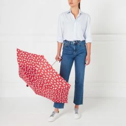 Lulu Guinness RED AND PINK BEAUTY SPOT UMBRELLA