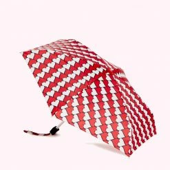 Lulu Guinness ACCESSORIES RED AND BLACK KISSING HEARTS UMBRELLA