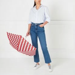 Lulu Guinness ACCESSORIES RED AND BLACK KISSING HEARTS UMBRELLA