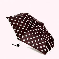 Lulu Guinness ACCESSORIES RED AND BLACK POLKA DOT LIPS UMBRELLA