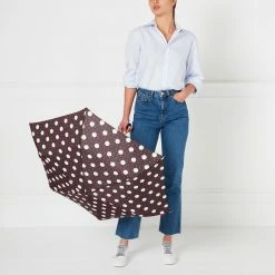 Lulu Guinness ACCESSORIES RED AND BLACK POLKA DOT LIPS UMBRELLA