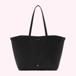 Lulu Guinness BLACK LEATHER LARGE IVY TOTE BAG BAGS