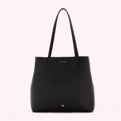 Lulu Guinness BLACK LEATHER LARGE IVY TOTE BAG BAGS