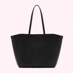 Lulu Guinness BLACK LEATHER LARGE IVY TOTE BAG BAGS