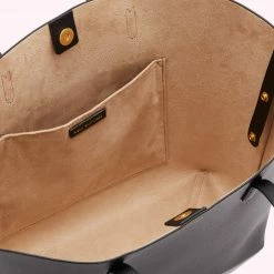 Lulu Guinness BLACK LEATHER LARGE IVY TOTE BAG BAGS