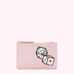 Lulu Guinness Pink, Forever BLOSSOM PINK LEATHER DICE LOTTIE POUCH