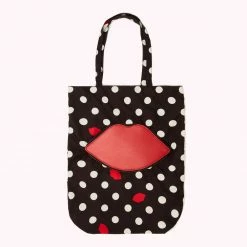 Lulu Guinness POLKA DOT LIP FOLDAWAY SHOPPER BAGS