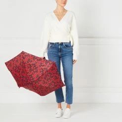 Lulu Guinness HAND DRAWN LIP UMBRELLA Statement Red