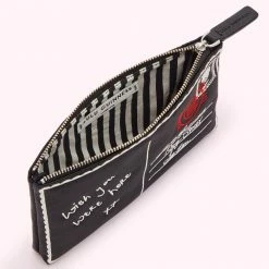 Lulu Guinness BLACK WISH YOU WERE HERE POUCH