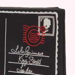 Lulu Guinness BLACK WISH YOU WERE HERE POUCH