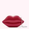 Lulu Guinness RASPBERRY LIPS MEDIUM CLUTCH BAG