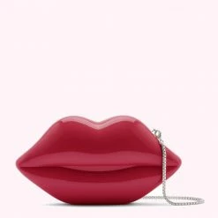 Lulu Guinness RASPBERRY LIPS MEDIUM CLUTCH BAG