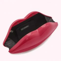 Lulu Guinness RASPBERRY LIPS MEDIUM CLUTCH BAG