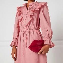 Lulu Guinness RASPBERRY LIPS MEDIUM CLUTCH BAG