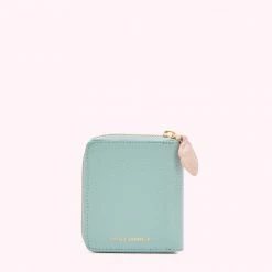 Lulu Guinness ACCESSORIES AQUA GRAINY LEATHER PORTIA WALLET
