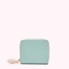 Lulu Guinness ACCESSORIES AQUA GRAINY LEATHER PORTIA WALLET