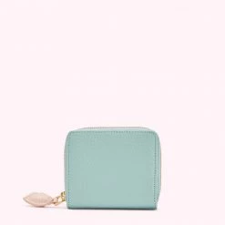 Lulu Guinness ACCESSORIES AQUA GRAINY LEATHER PORTIA WALLET
