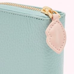Lulu Guinness ACCESSORIES AQUA GRAINY LEATHER PORTIA WALLET