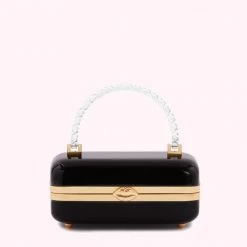Lulu Guinness BLACK FONTAINE CLUTCH BAG BAGS