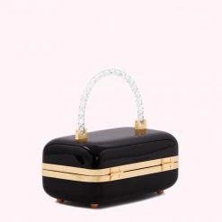 Lulu Guinness BLACK FONTAINE CLUTCH BAG BAGS