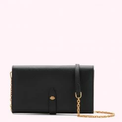 Lulu Guinness BLACK JUNIPER CHAIN WALLET BAGS
