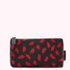 Lulu Guinness TRAVEL BLACK MULTI MEDIUM HANDPAINTED LIPS POUCH