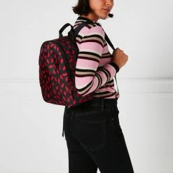 Lulu Guinness BLACK MULTI HANDPAINTED LIPS SADIE BACKPACK BAGS