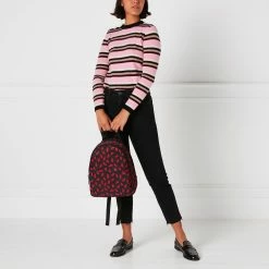 Lulu Guinness BLACK MULTI HANDPAINTED LIPS SADIE BACKPACK BAGS